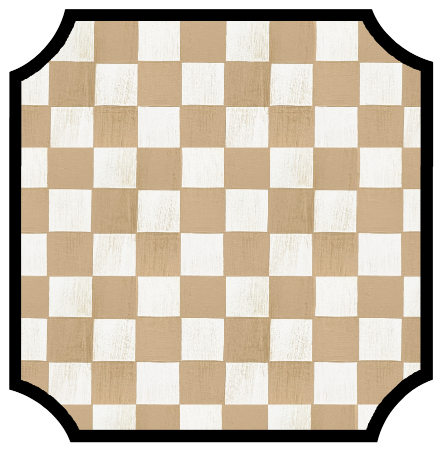 ASHLEY NICOLE DESIGNS SQUARE TAN & WHITE CHECKER
