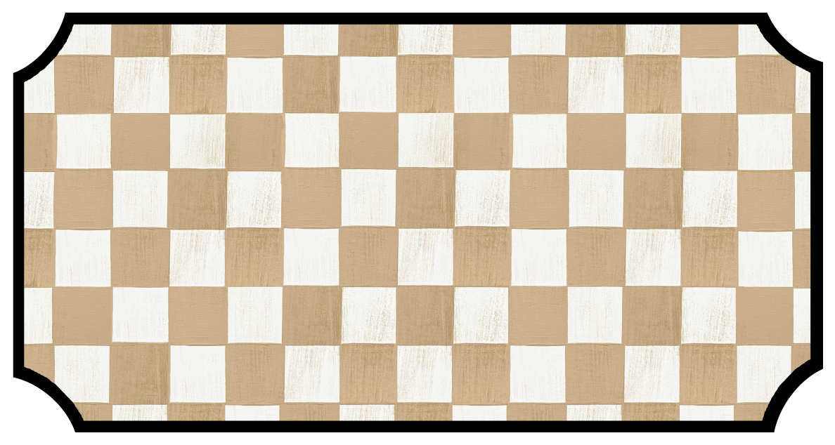 ASHLEY NICOLE DESIGNS RECTANGLE TAN AND WHITE CHECKERS