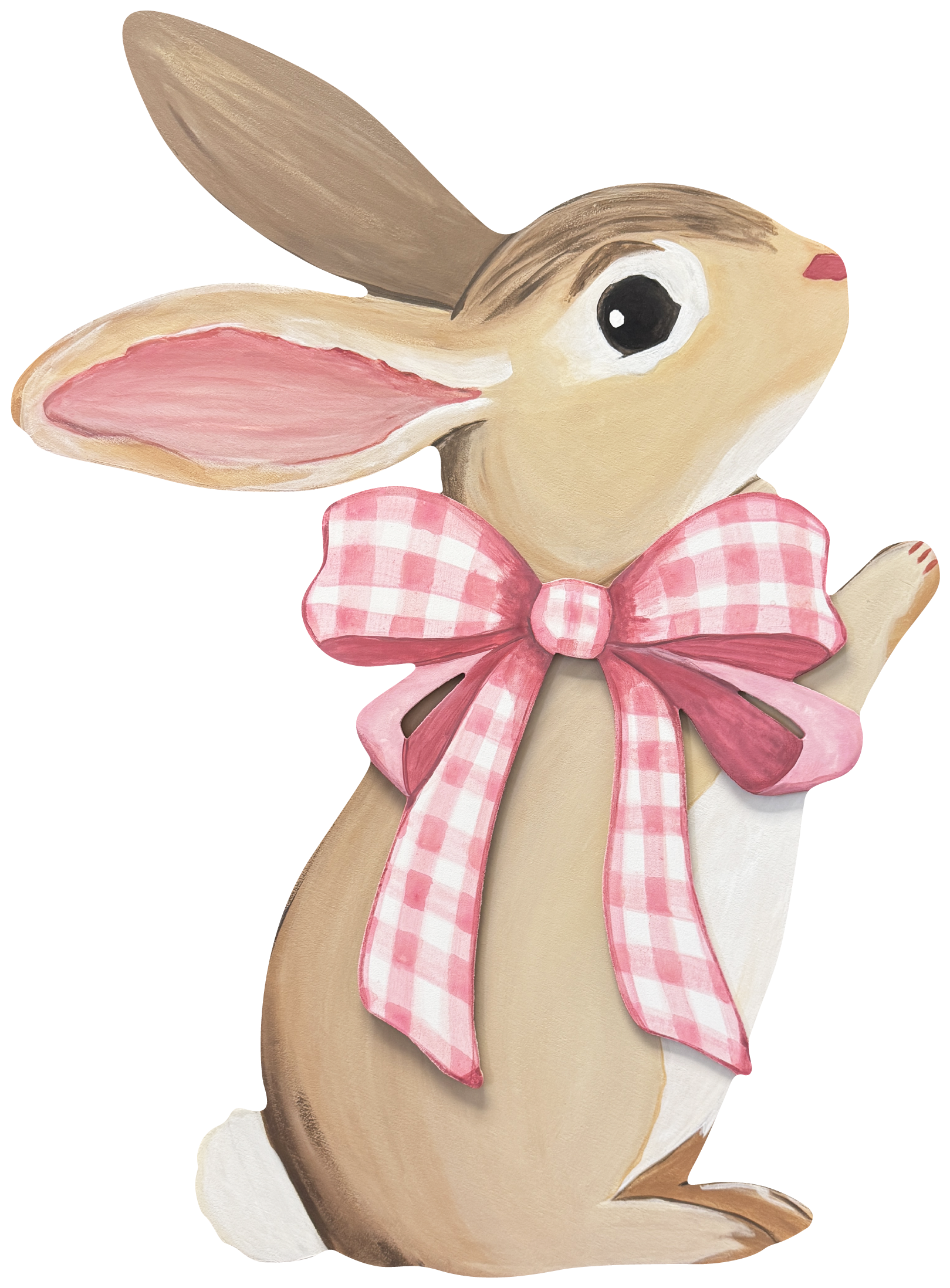 ASHLEY NICOLE DESIGNS TAN BUNNY WITH PINK AND WHITE BOW