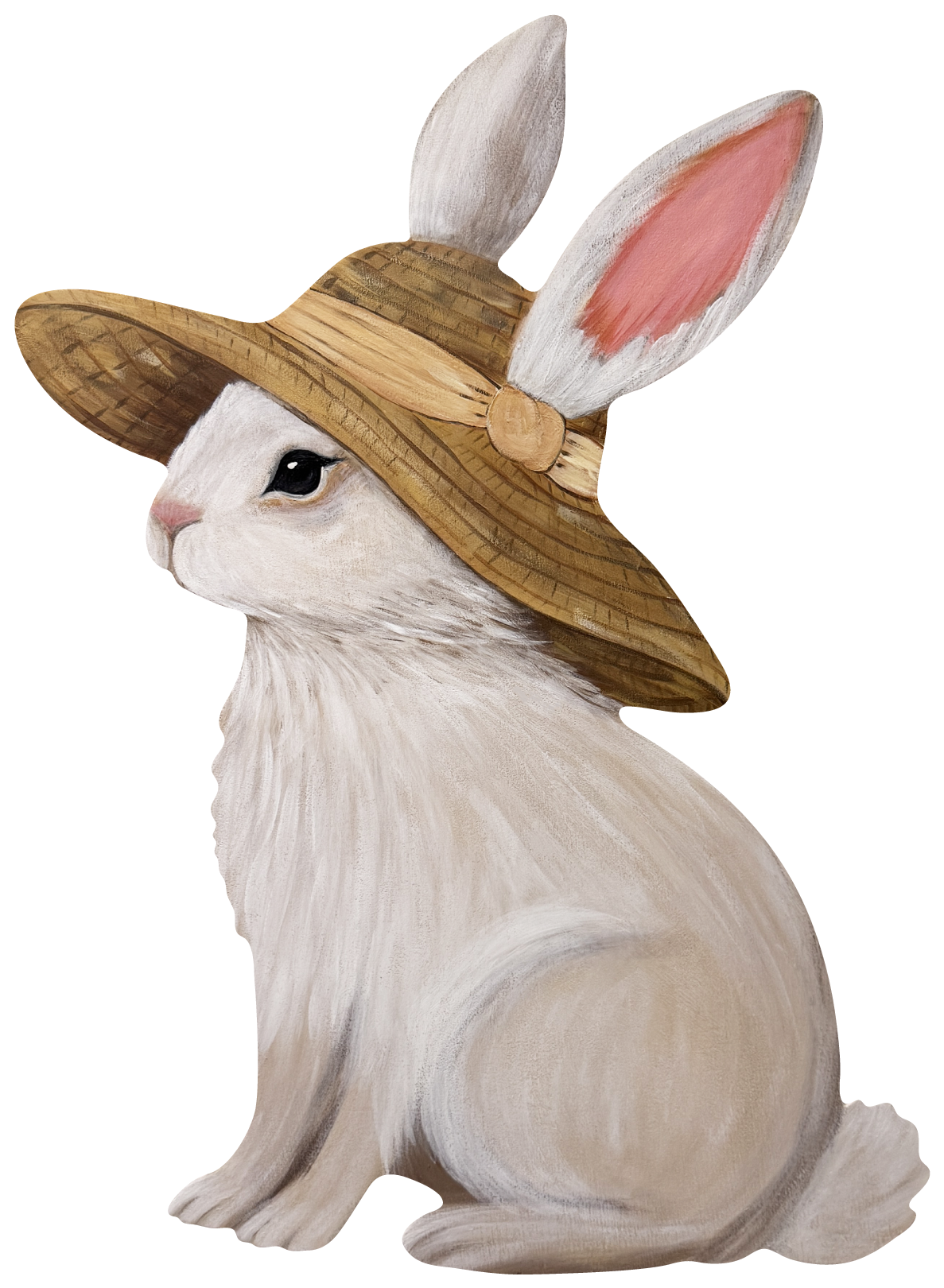 ASHLEY NICOLE DESIGNS WHITE BUNNY WITH STRAW HAT
