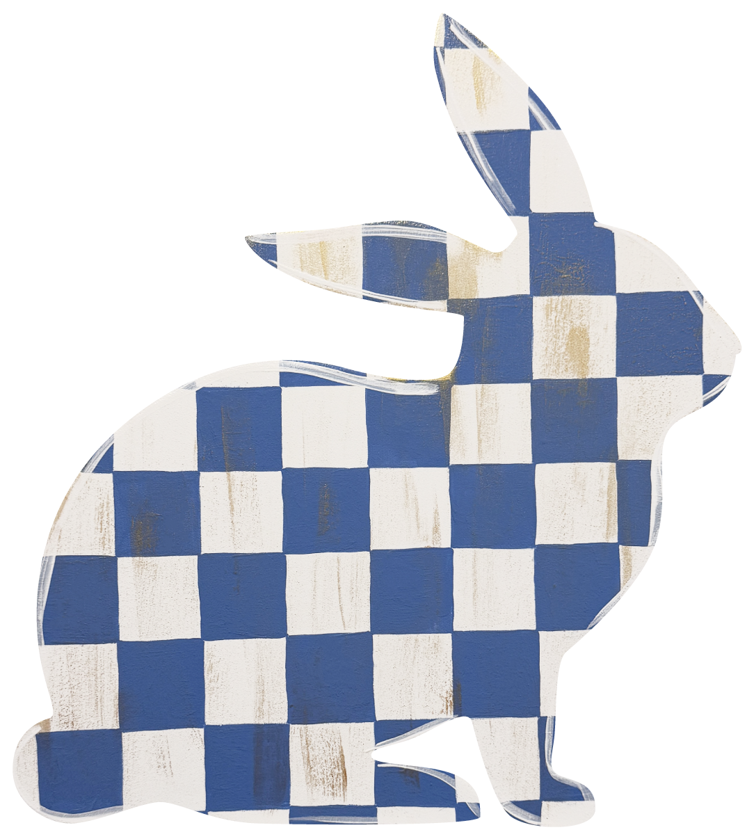 ASHLEY NICOLE DESIGNS BLUE AND WHITE CHECKERED BUNNY