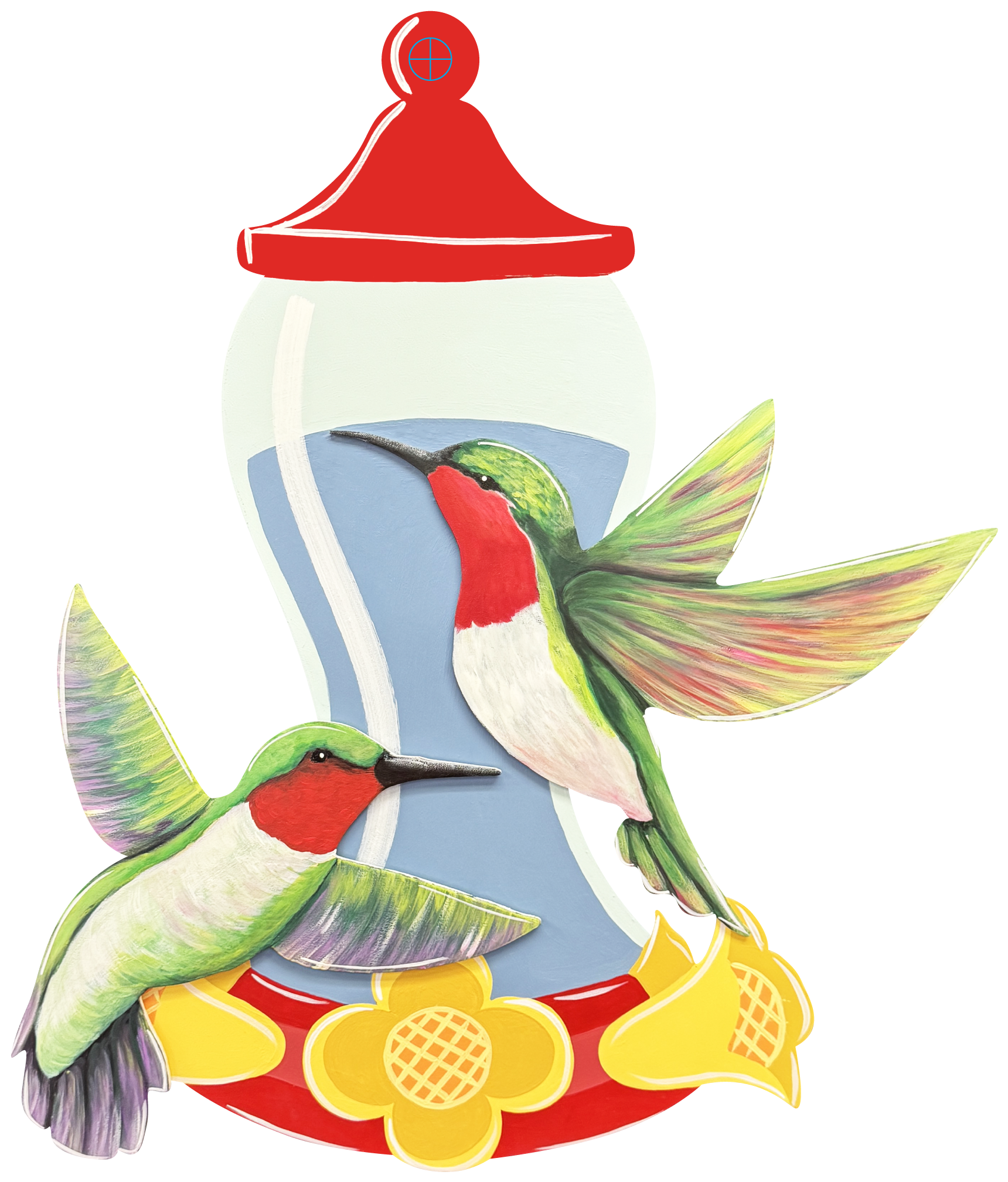 ASHLEY NICOLE DESIGNS HUMMING BIRD FEEDER WITH TWO HUMMING BIRDS