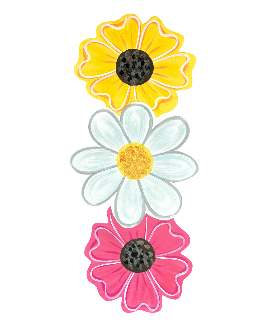 ASHLEY NICOLE DESIGNS PINK WHITE AND YELLOW STACKED FLOWERS