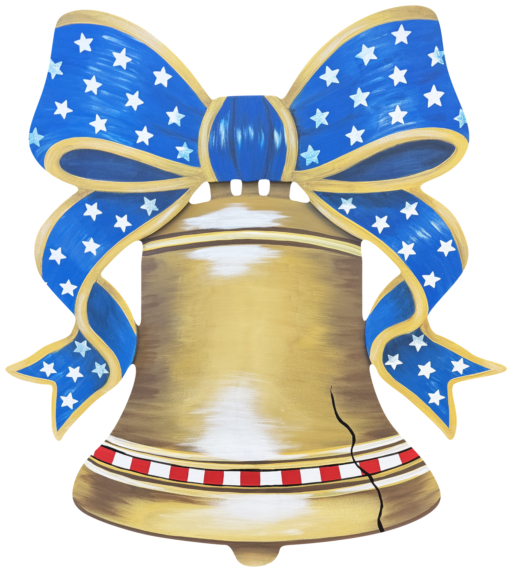 ASHLEY NICOLE DESIGNS GOLD LIBERTY BELL WITH BLUE BOW AND WHITE STARS
