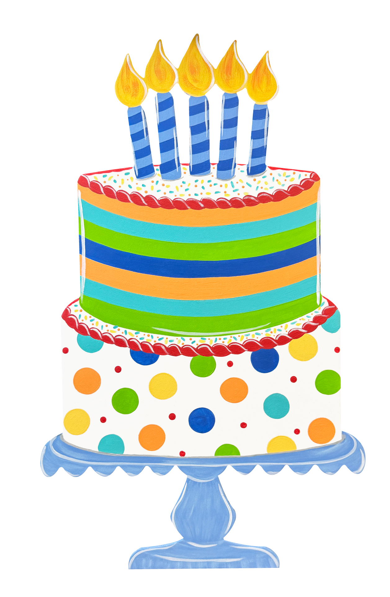 ASHLEY NICOLE DESIGNS BIRTHDAY CAKE ON A CAKE STAND 5 CANDLES