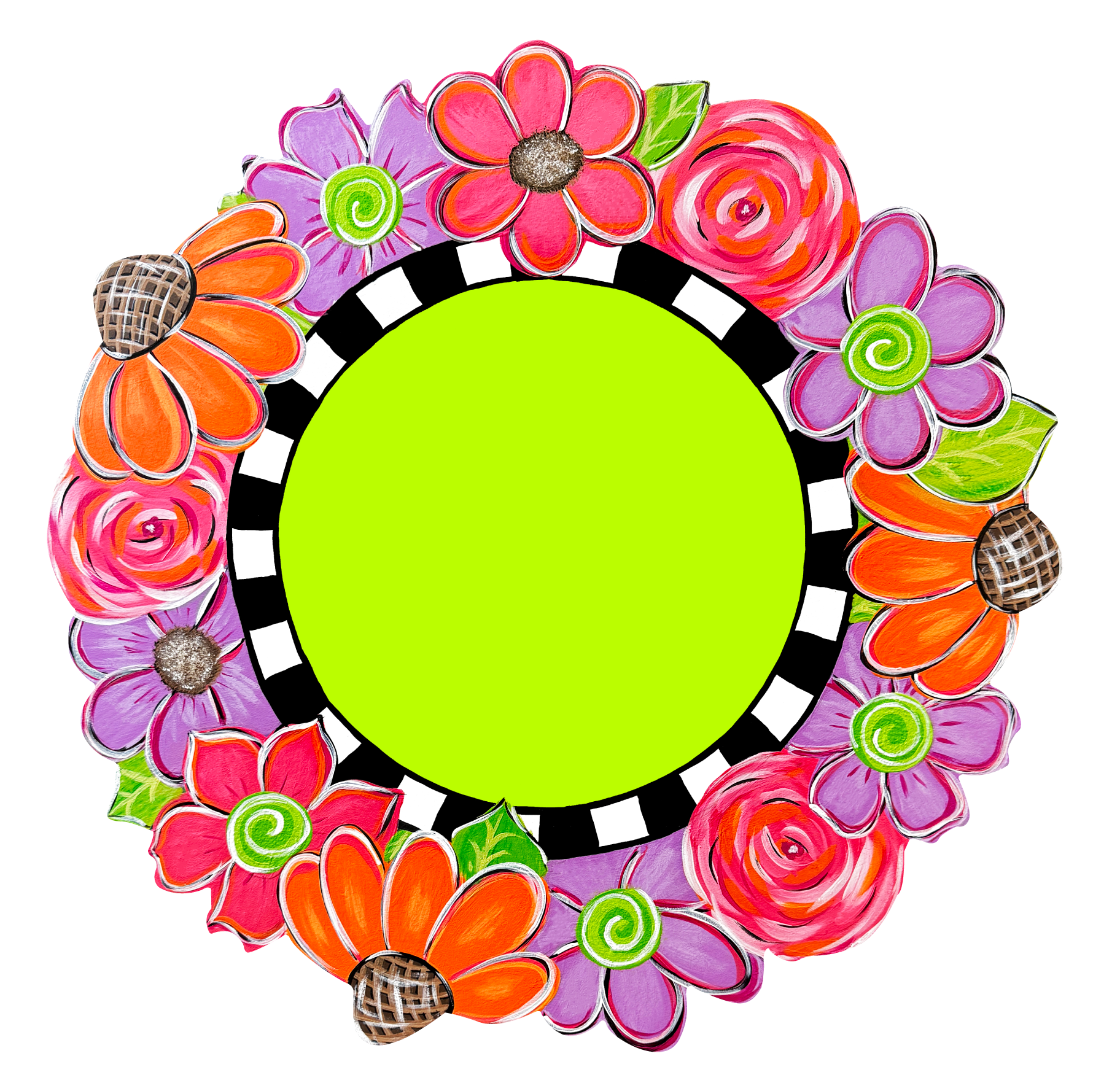 ASHLEY NICOLE DESIGNS FLORAL ROUND WITH LIME CENTER