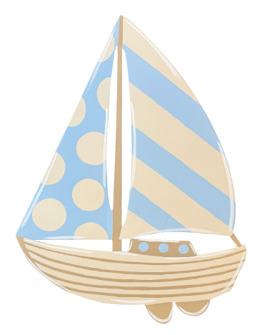 ASHLEY NICOLE DESIGNS COASTAL SAILBOAT BLUE AND TAN