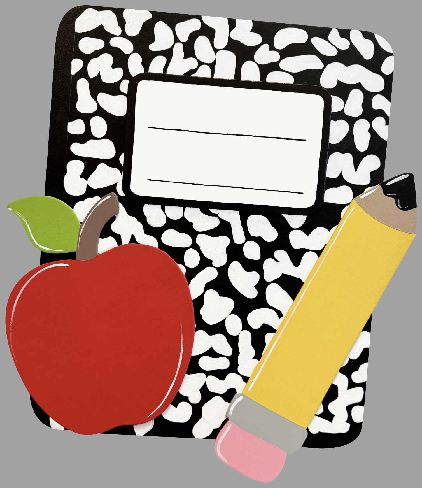 ASHLEY NICOLE DESIGNS NOTEBOOK WITH APPLE AND PENCIL