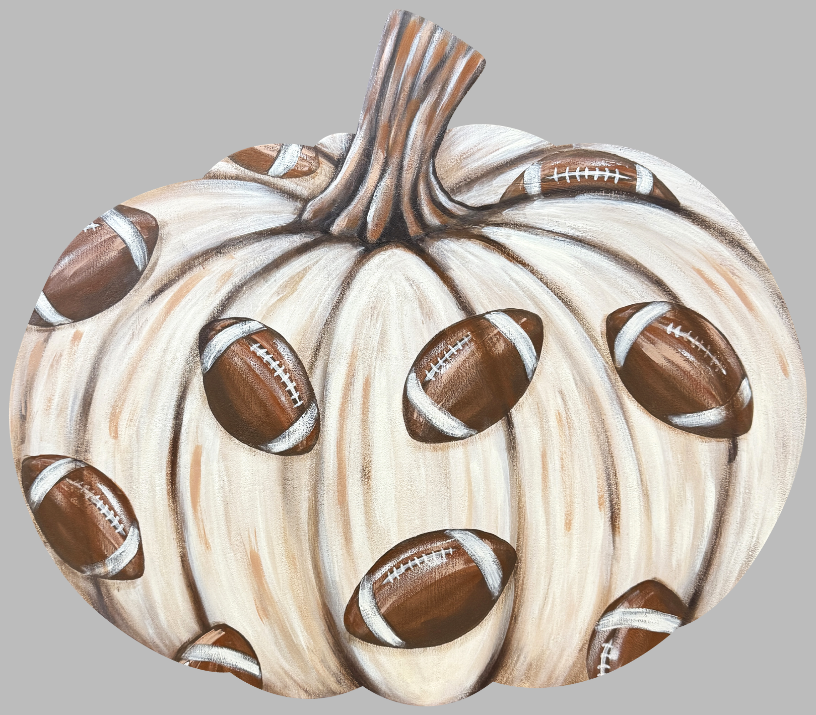 ASHLEY NICOLE DESIGNS TAN PUMPKIN WITH FOOTBALL PRINT