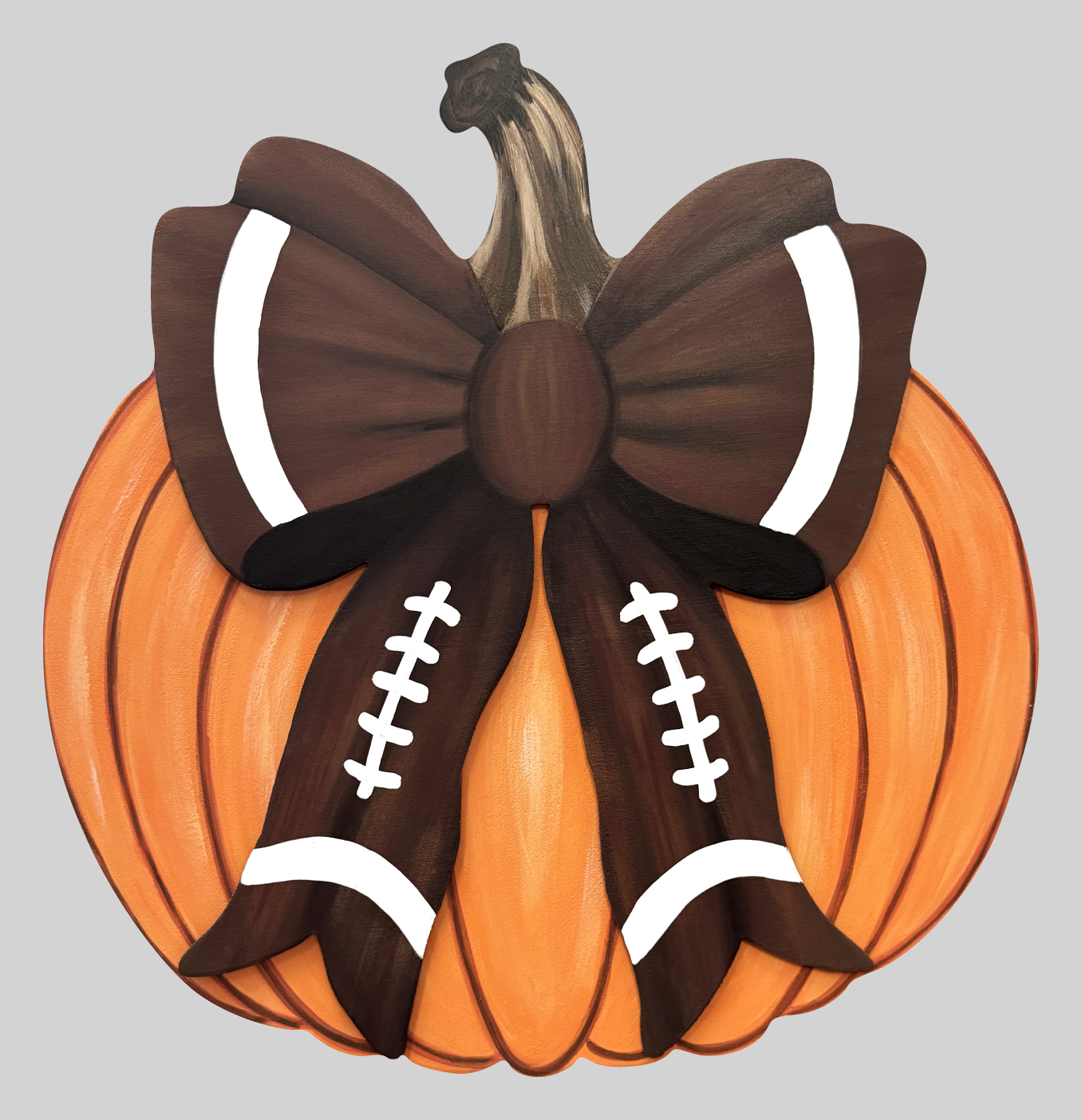 ASHLEY NICOLE DESIGNS ORANGE PUMPKIN WITH BROWN FOOTBALL BOW