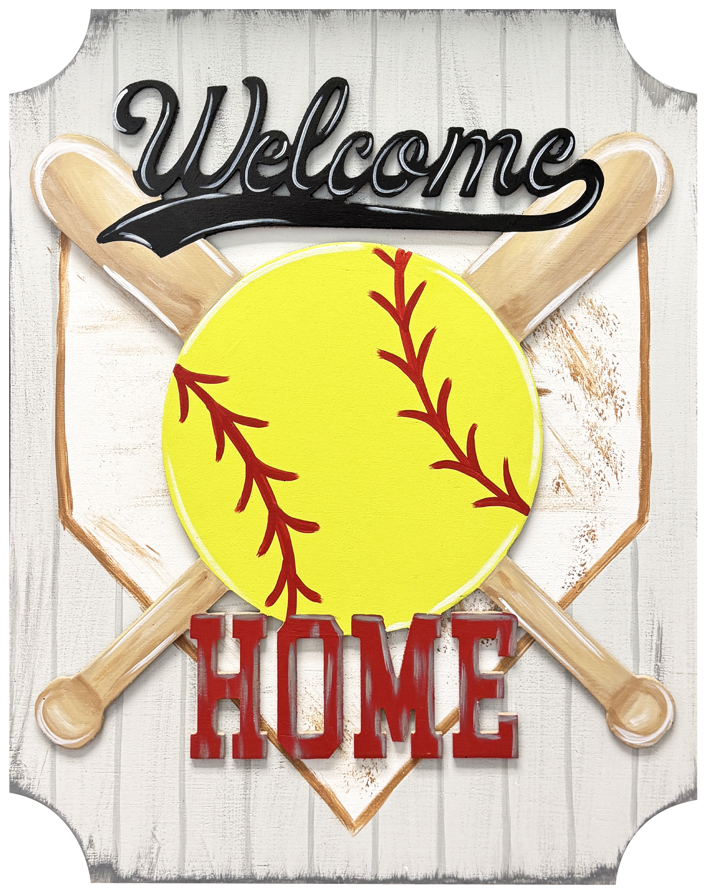 ASHLEY NICOLE DESIGNS SOFTBALL AND TWO BATS WELCOME HOME