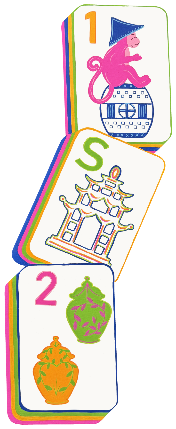 ASHLEY NICOLE DESIGNS 1, S, 2, MAHJONG TILES