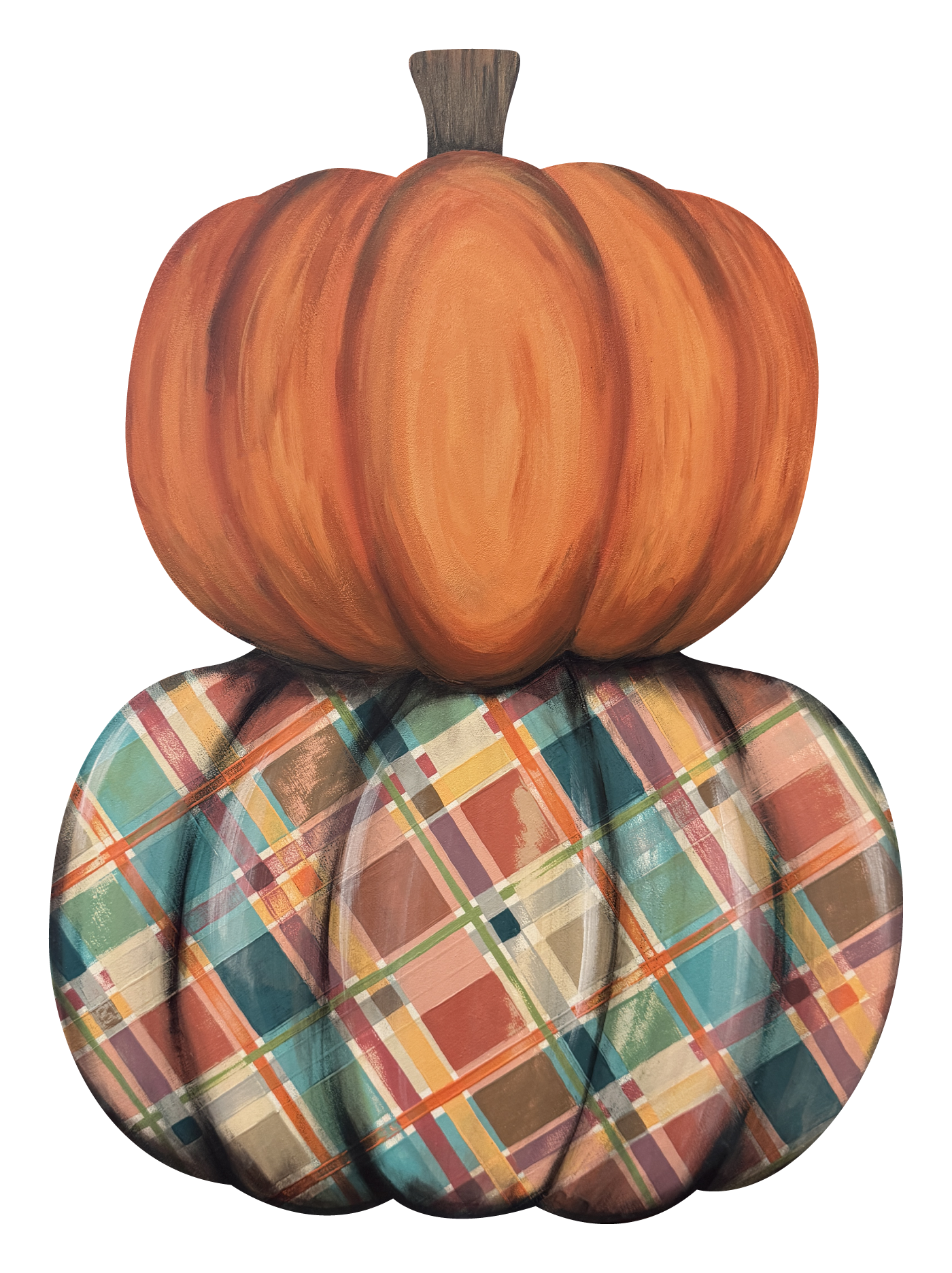 ASHLEY NICOLE DESIGNS STACKED PUMPKIN RUSTIC PLAID