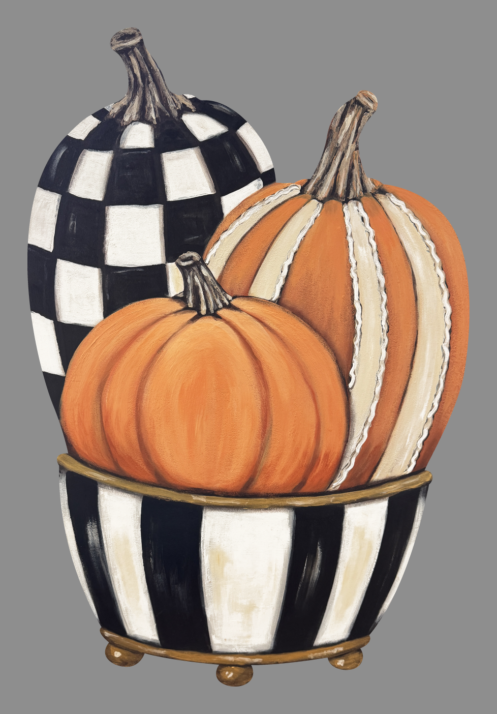 ASHLEY NICOLE DESIGNS TRIPLE PUMPKIN VASE BLACK AND WHITE