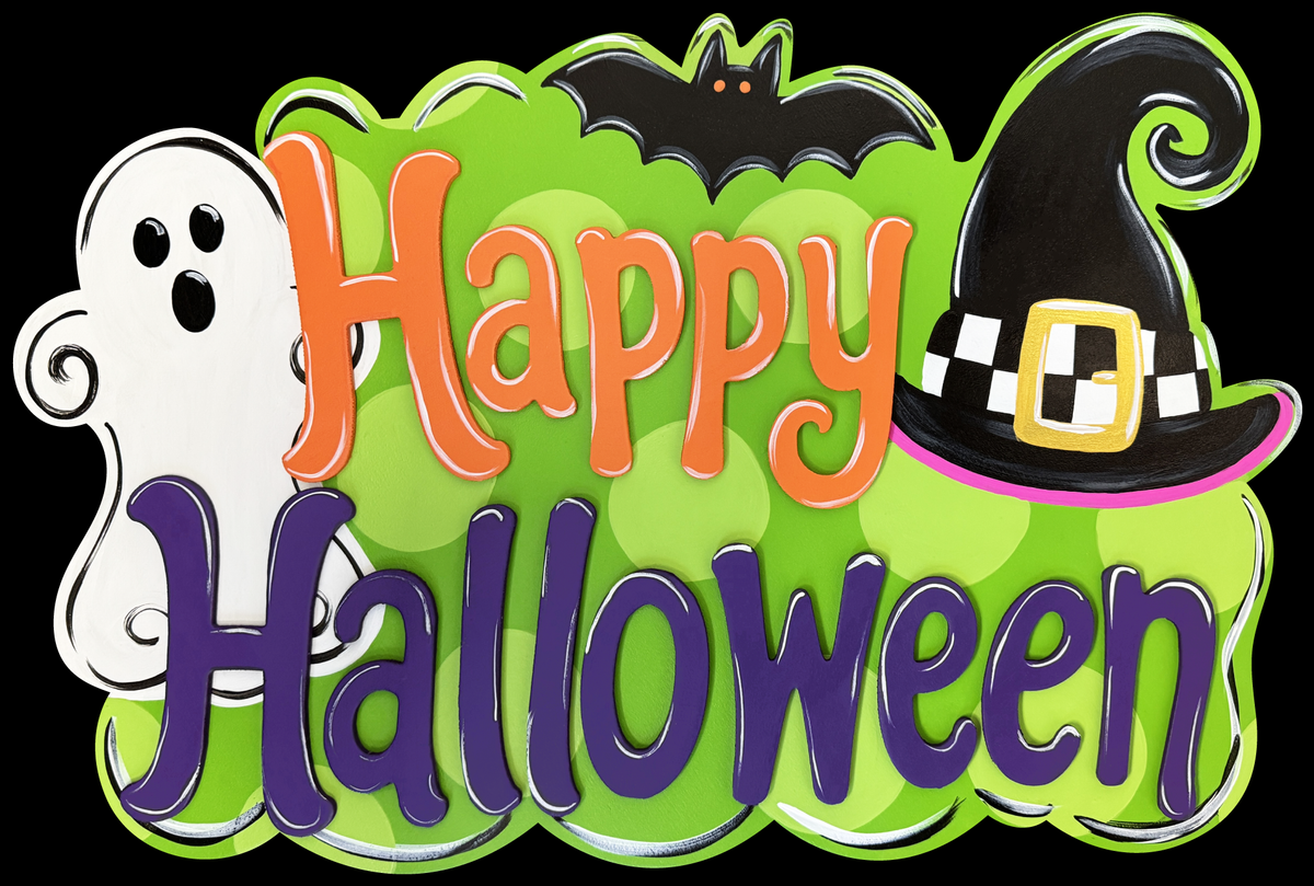 ASHLEY NICOLE DESIGNS GHOST AND BAT HAPPY HALLOWEEN  WITCH HAT