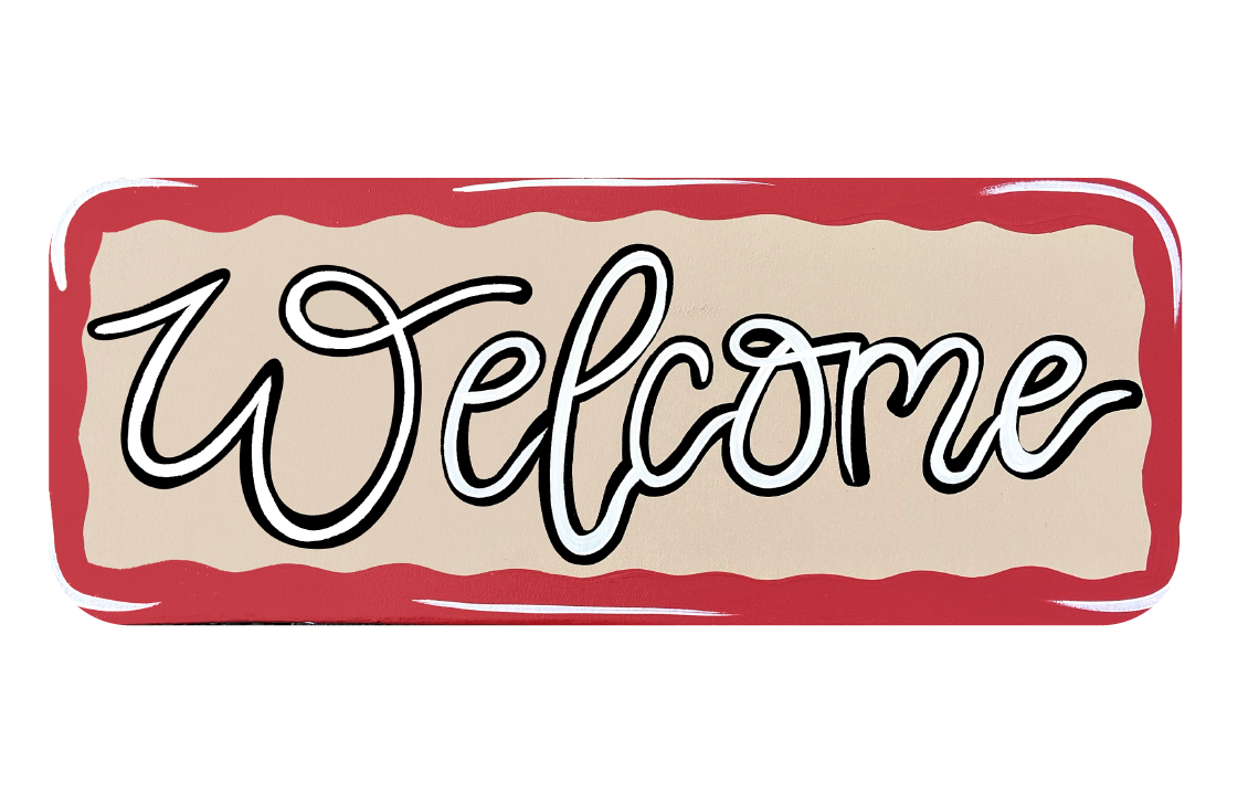 ASHLEY NICOLE DESIGNS RED AND TAN WELCOME