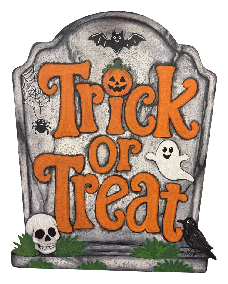 ASHLEY NICOLE DESIGNS TOMBSTONE ORANGE TRICK OR TREAT GHOST
