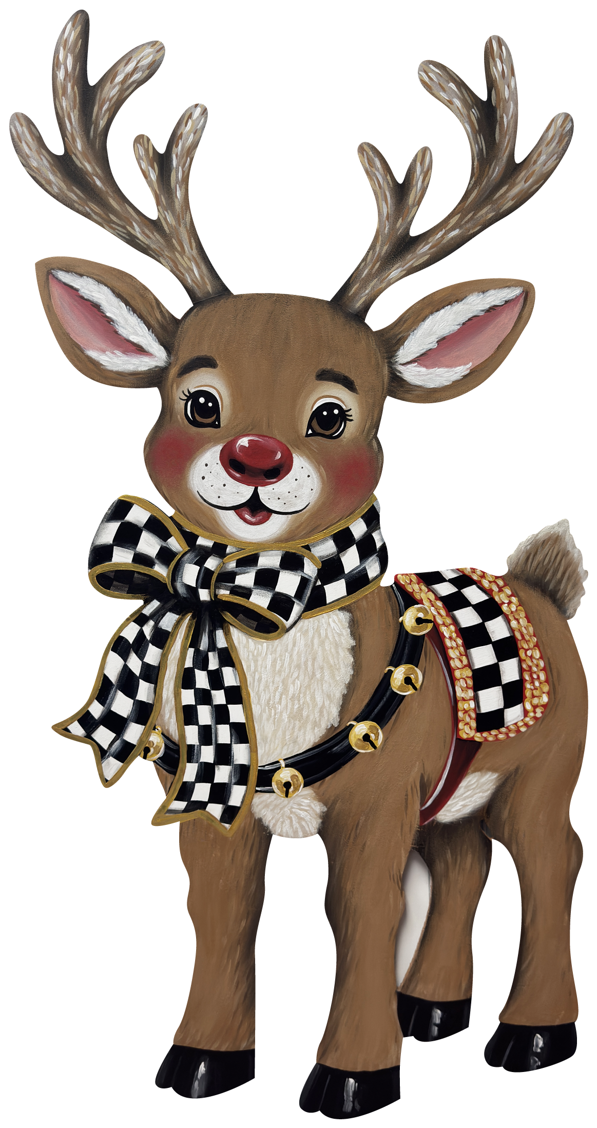 ASHLEY NICOLE DESIGNS REINDEER WITH BLACK AND WHITE BOW ON NECK