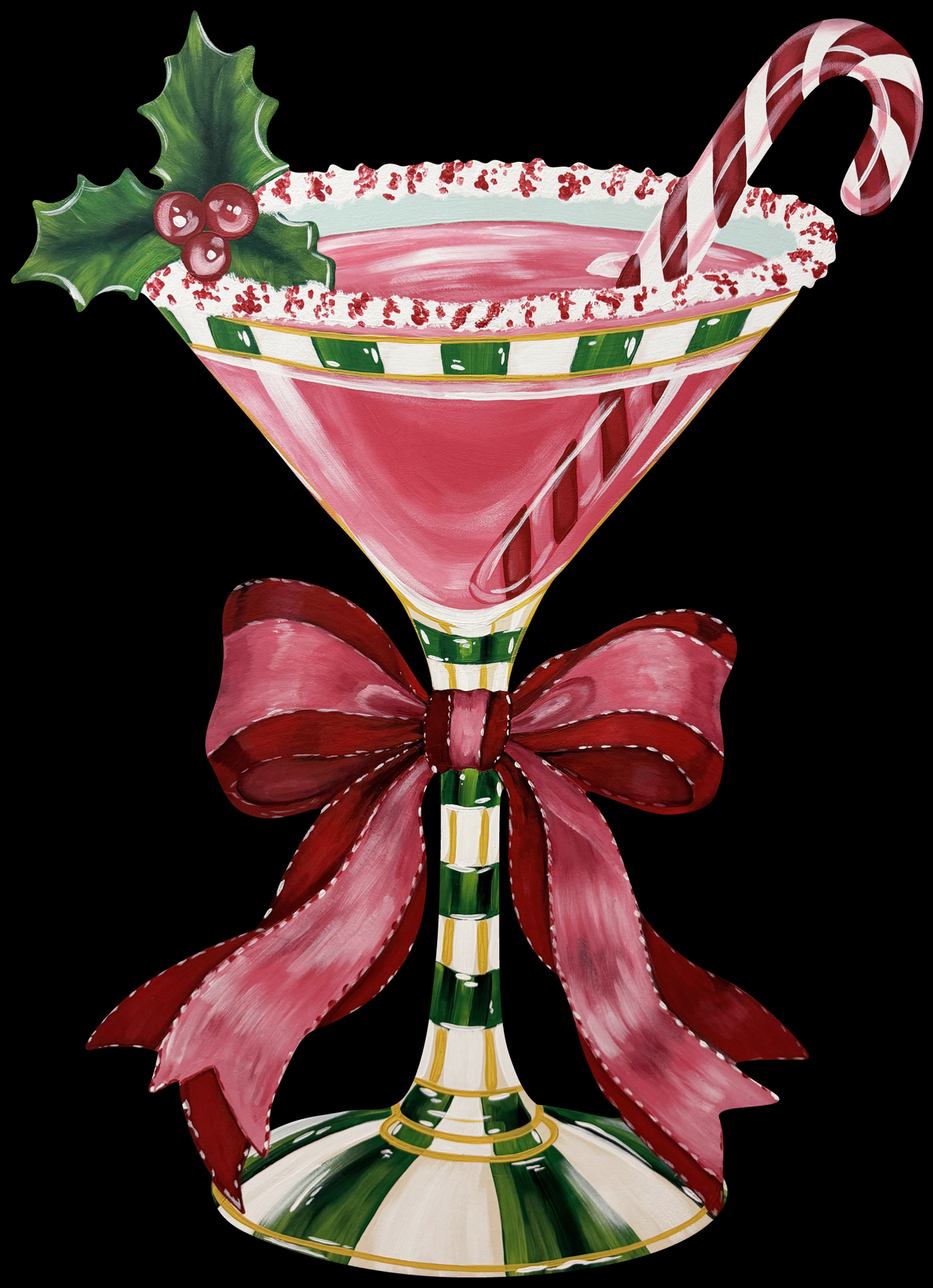 ASHLEY NICOLE DESIGNS CHRISTMAS DRINK WITH RED RIBBON CANDY CANE