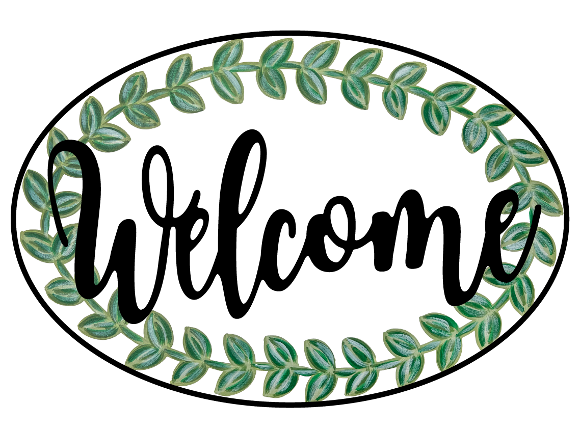 ASHLEY NICOLE DESIGNS OVAL WELCOME WITH GREENRY