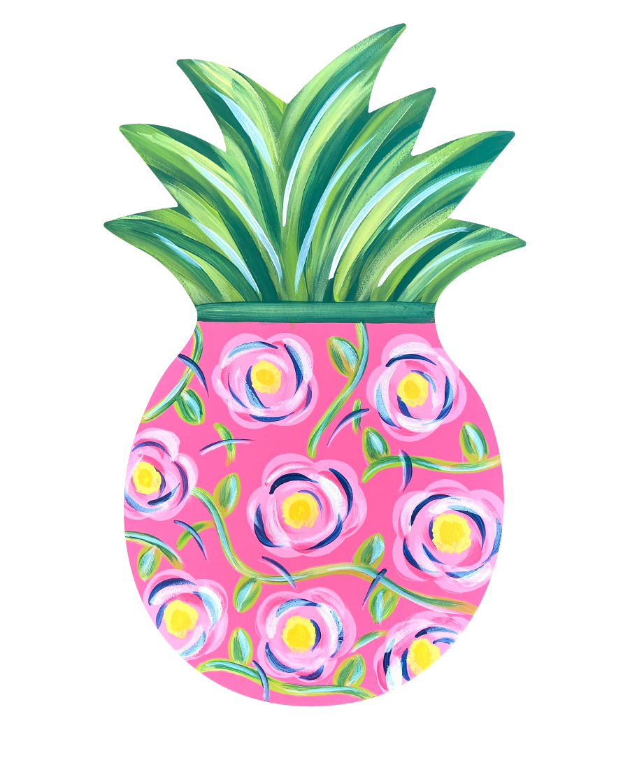 ASHLEY NICOLE DESIGNS PINK PINEAPPLE WITH FLOWERS