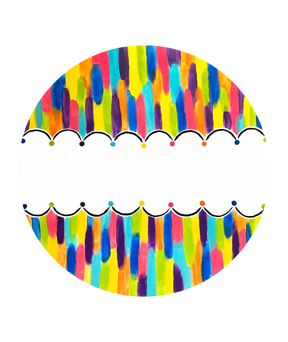 ASHLEY NICOLE DESIGNS COLORFUL CIRCLE WITH WHITE MIDDLE BANNER