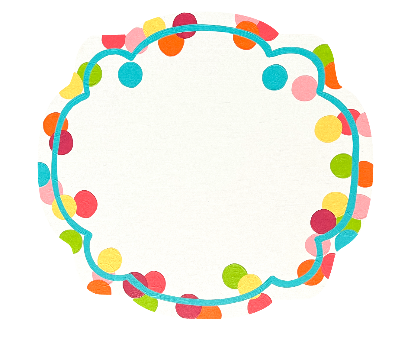 ASHLEY NICOLE DESIGNS CIRCLE WITH COLORFUL PASTEL AROUND THE EDGE