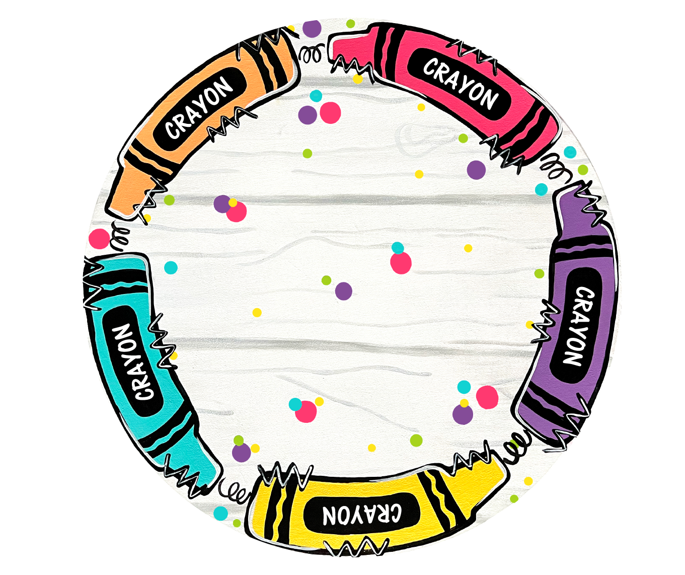 ASHLEY NICOLE DESIGNS CIRCLE WITH COLORFUL CRAYONS
