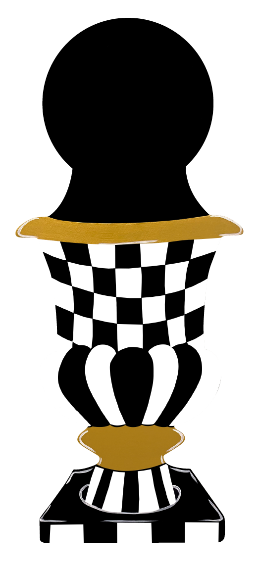 ASHLEY NICOLE DESIGNS BLACK AND WHITE CHECKERED PLANTER