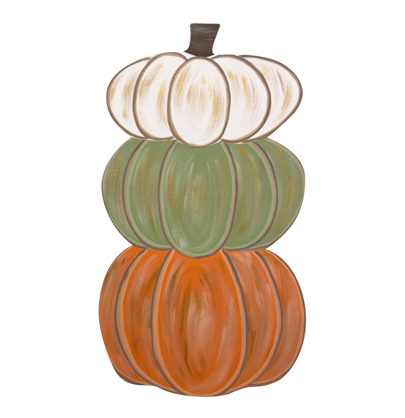 ASHLEY NICOLE DESIGNS WHITE GREEN AND ORANGE STACKED PUMPKINS