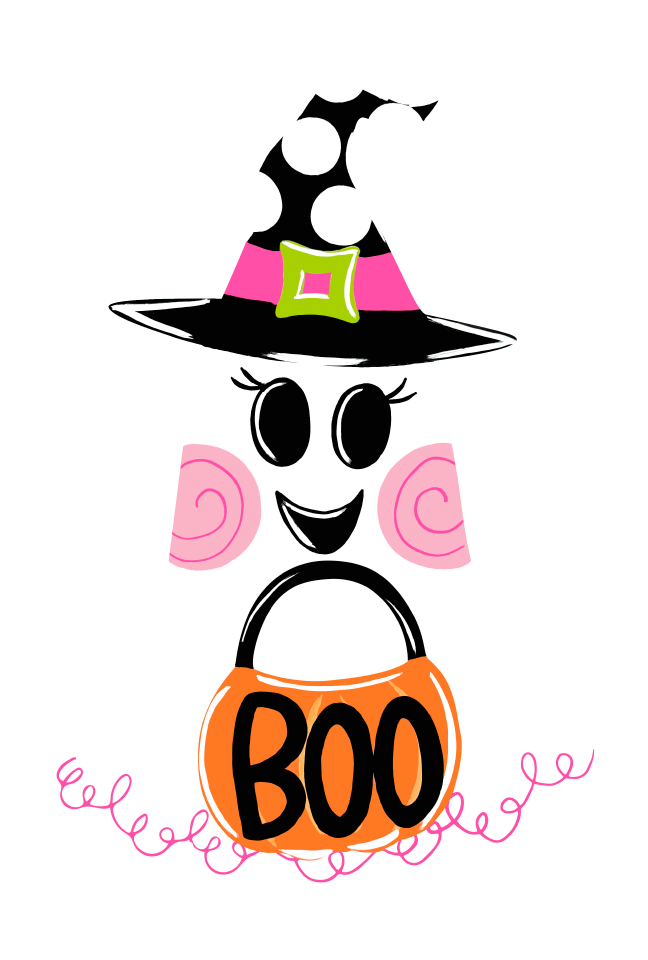 ASHLEY NICOLE DESIGNS BOO GHOST WITH WITCH HAT