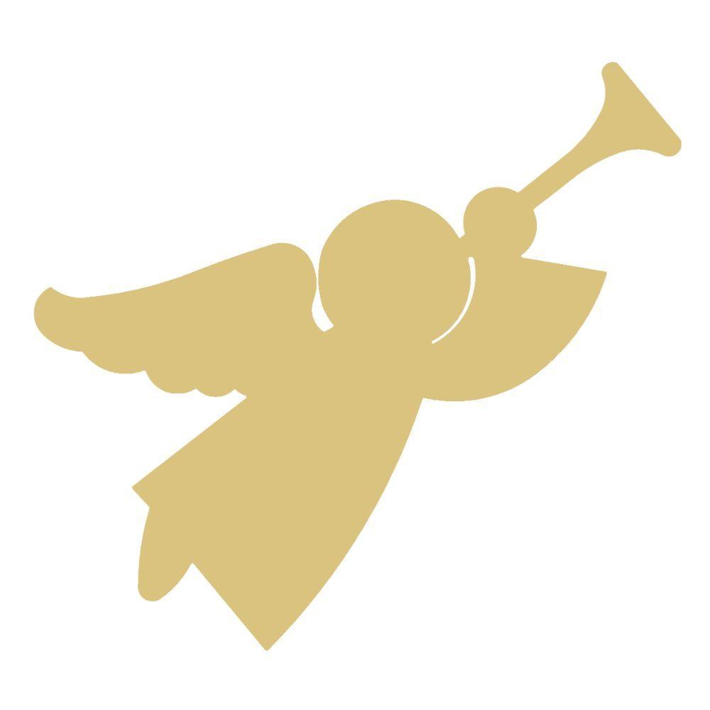 Basic Shape Angel With Trumpet MDF Cutout Silhouette - Unfinished For DIY