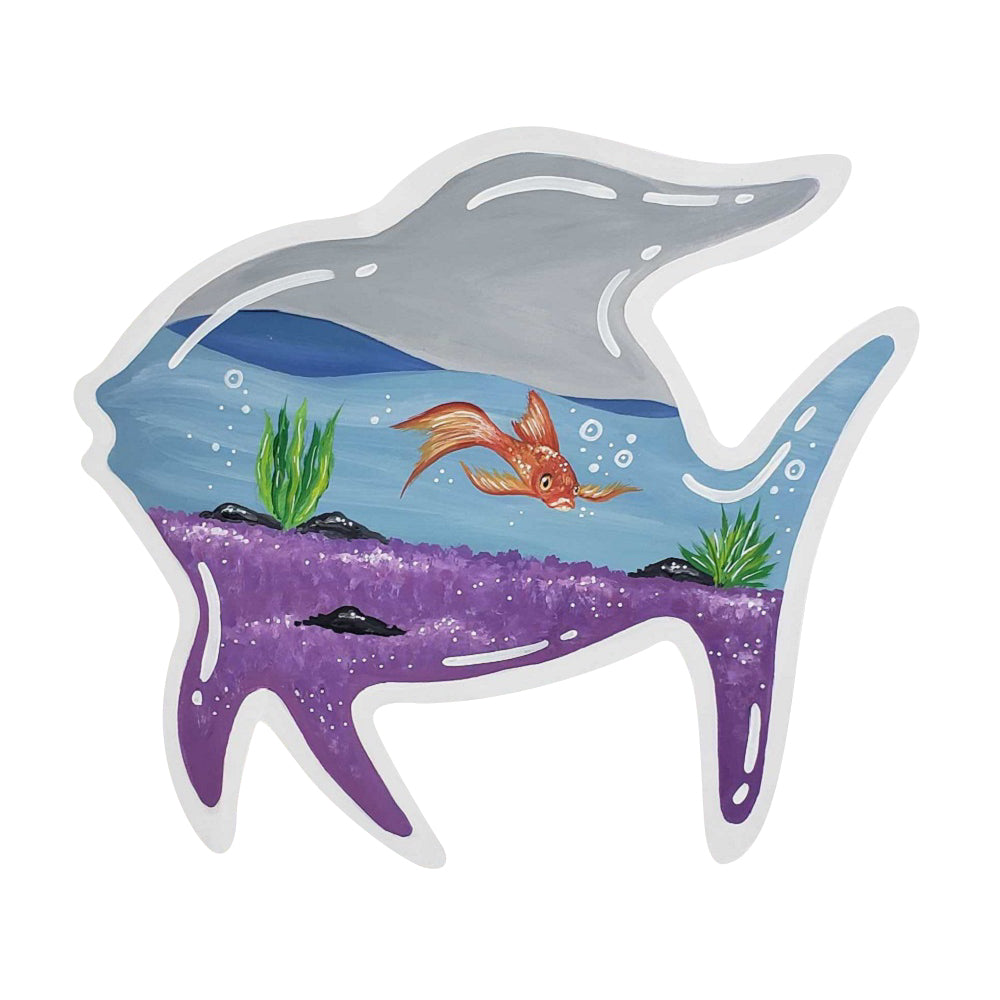 Design By Line Angelfish MDF Cutout Underwater Scene With Sea Plants - Unfinished For DIY