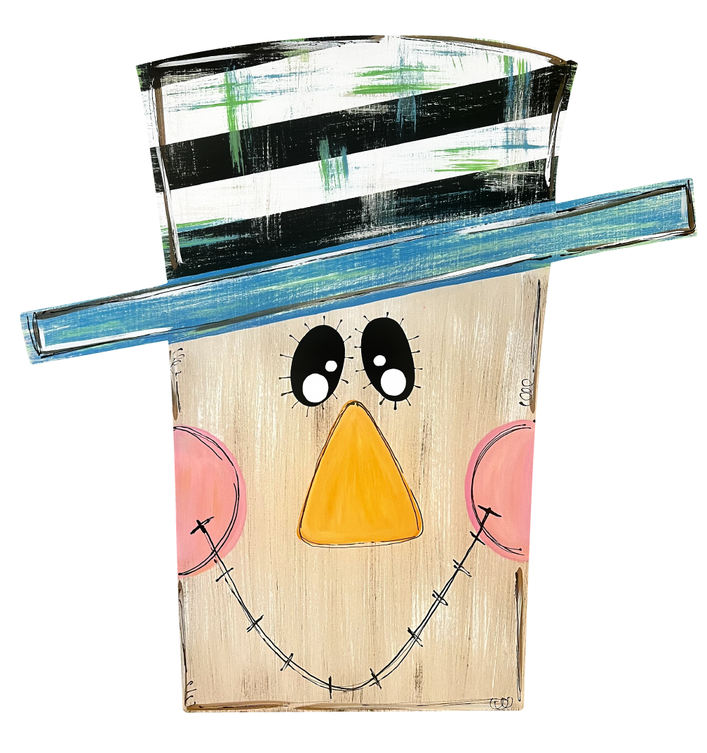 ARTISTICALLY SWEET SCARECROWN WITH BLACK STRIPES ON HAT