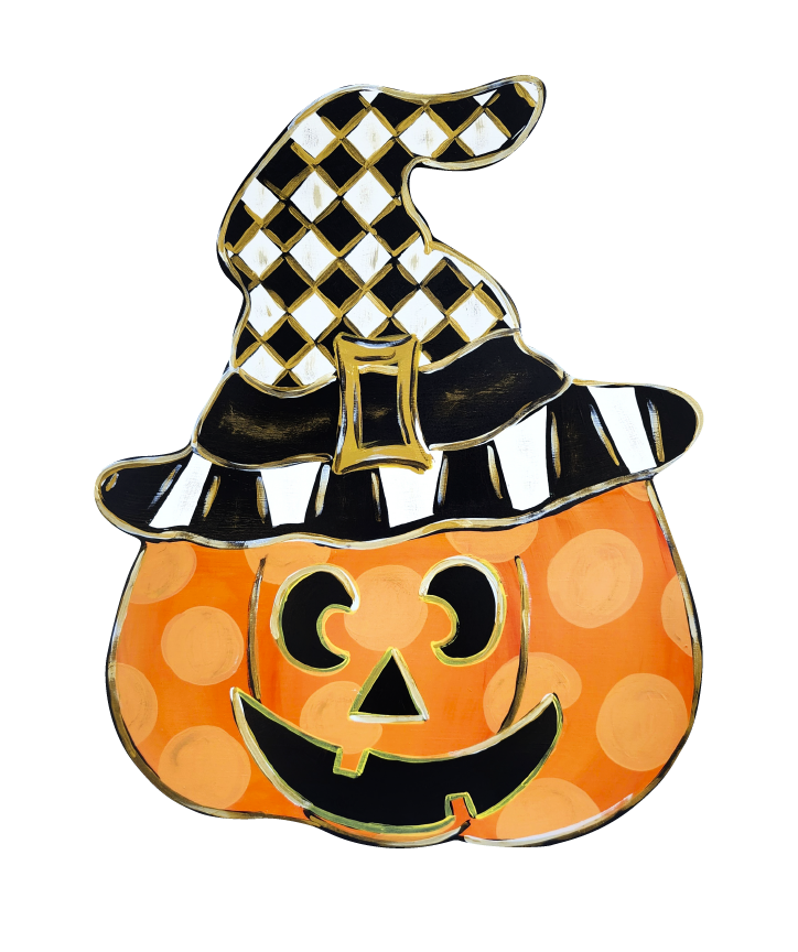 BLOOMIN AND BLESSED JACK O LANTERN WITH WITCHES HAT