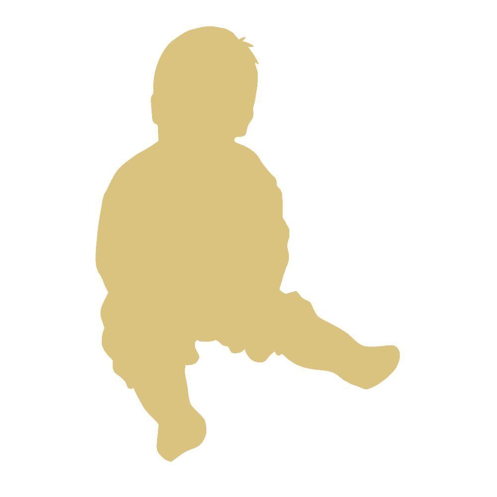 Basic Shape Baby Silhouette MDF Cutout Sitting Pose - Unfinished For DIY