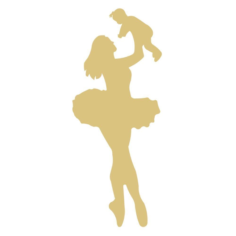 Basic Shape Ballerina MDF Cutout With Baby Silhouette - Unfinished For DIY