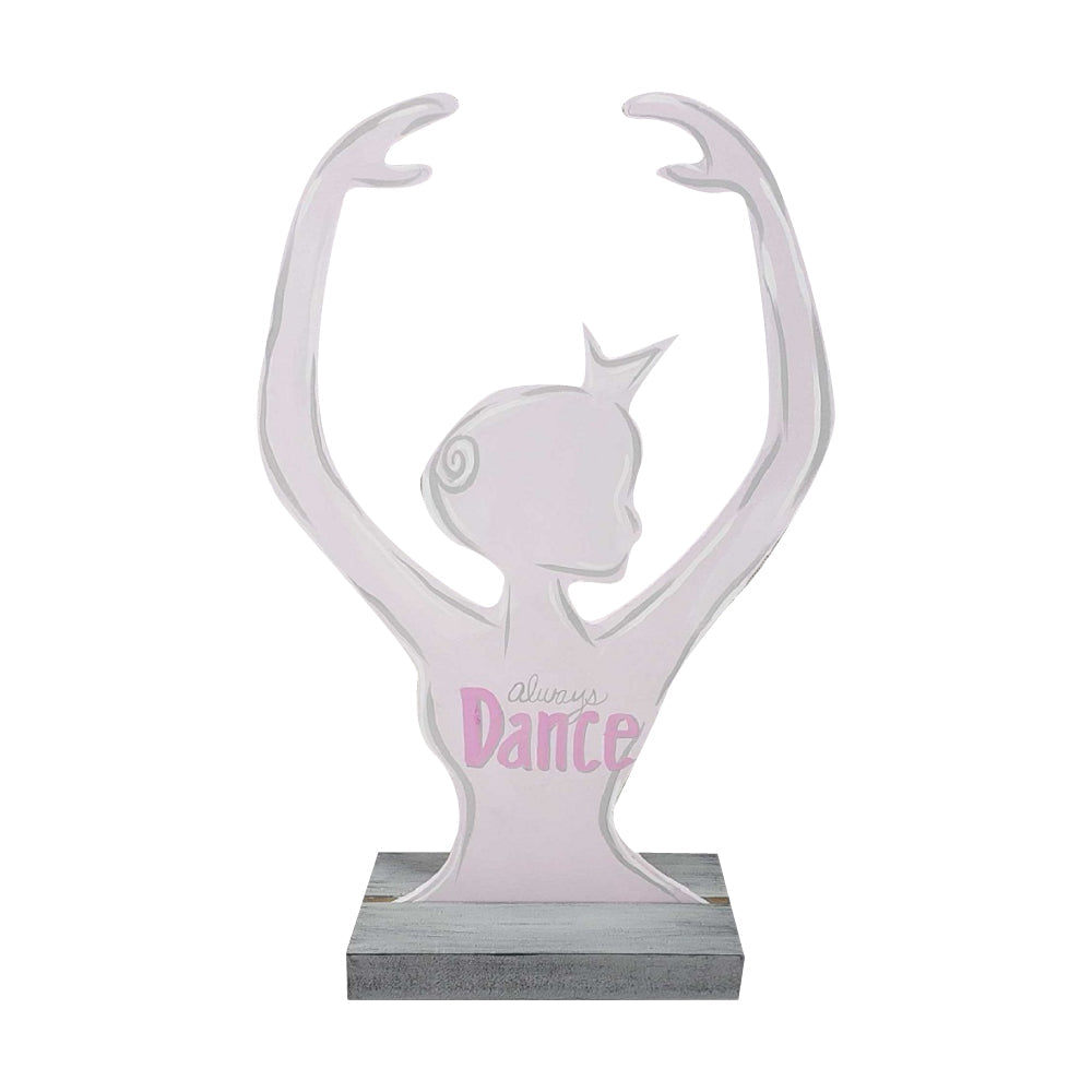 3D Ballerina MDF Cutout Silhouette On Stand - Unfinished For DIY