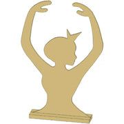 3D Ballerina MDF Cutout Silhouette On Stand - Unfinished For DIY
