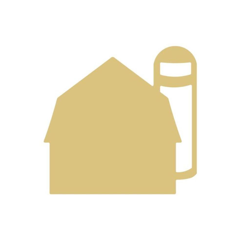 Basic Shape Barn MDF Cutout Silhouette With Silo Style 3 - Unfinished For DIY