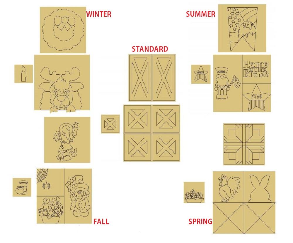 Design By Line Interchangeable MDF Cutout Seasonal Barn Tray Scenes - Unfinished For DIY