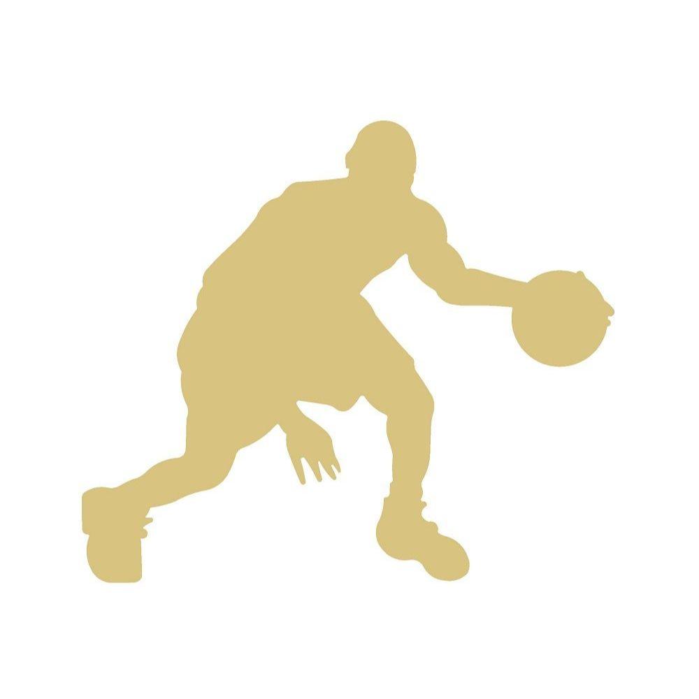 Basic Shape Basketball Player Silhouette MDF Cutout Dribbling With Ball - Unfinished For DIY