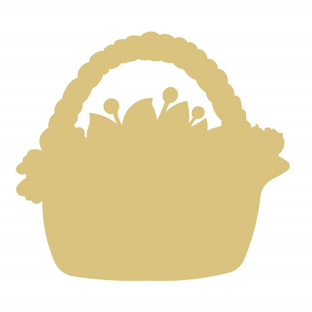 Basic Shape Basket MDF Cutout Basket Of Flowers Silhouette - Unfinished For DIY