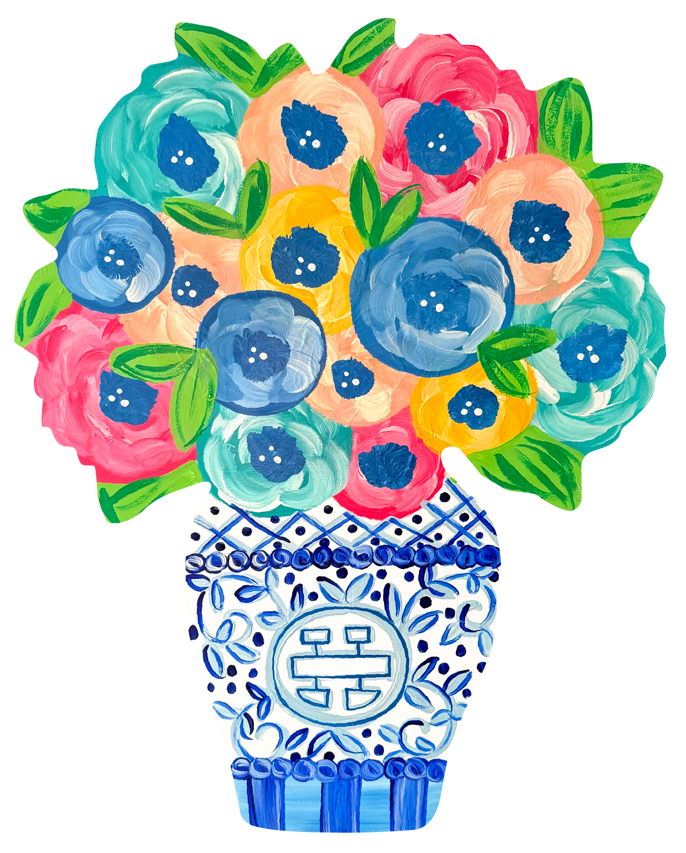 BE BLESSED CREATIONS GINGER JAR WITH COLORFUL FLOWERS