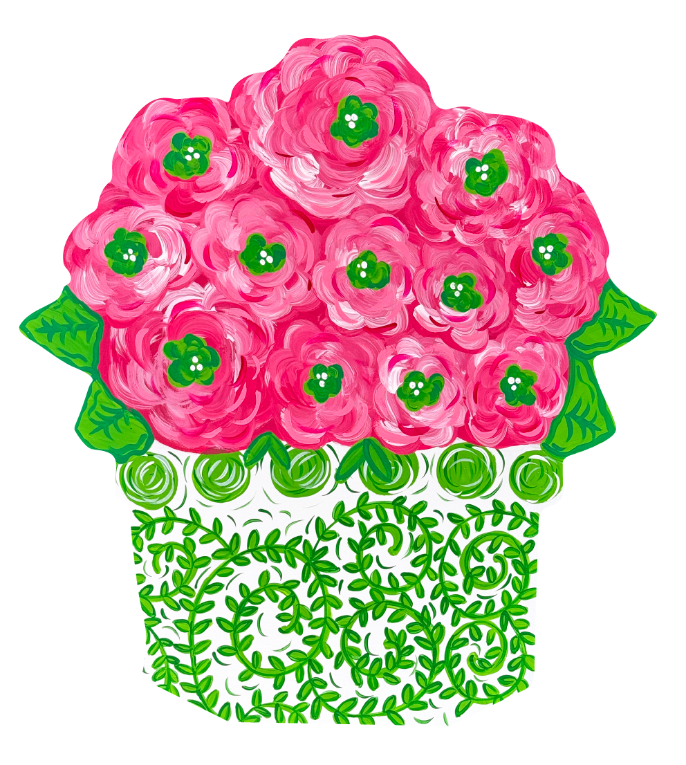 BE BLESSED CREATIONS PINK FLOWERS WITH GREEN VASE