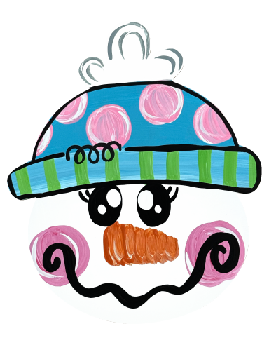 BE BLESSED CREATIONS SNOWMAN HEAD WITH HAT AND PINK HAT