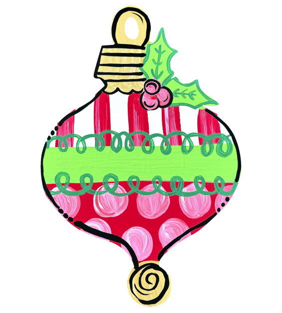 BE BLESSED CREATIONS RED AND PINK WITH GREEN MIDDLE ORNAMENT