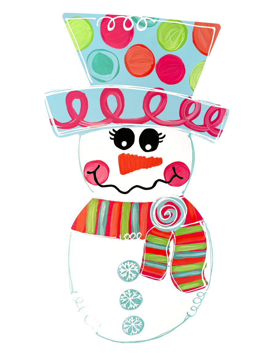 BE BLESSED CREATIONS SNOWMAN WITH COLORFUL HAT AND SCARF