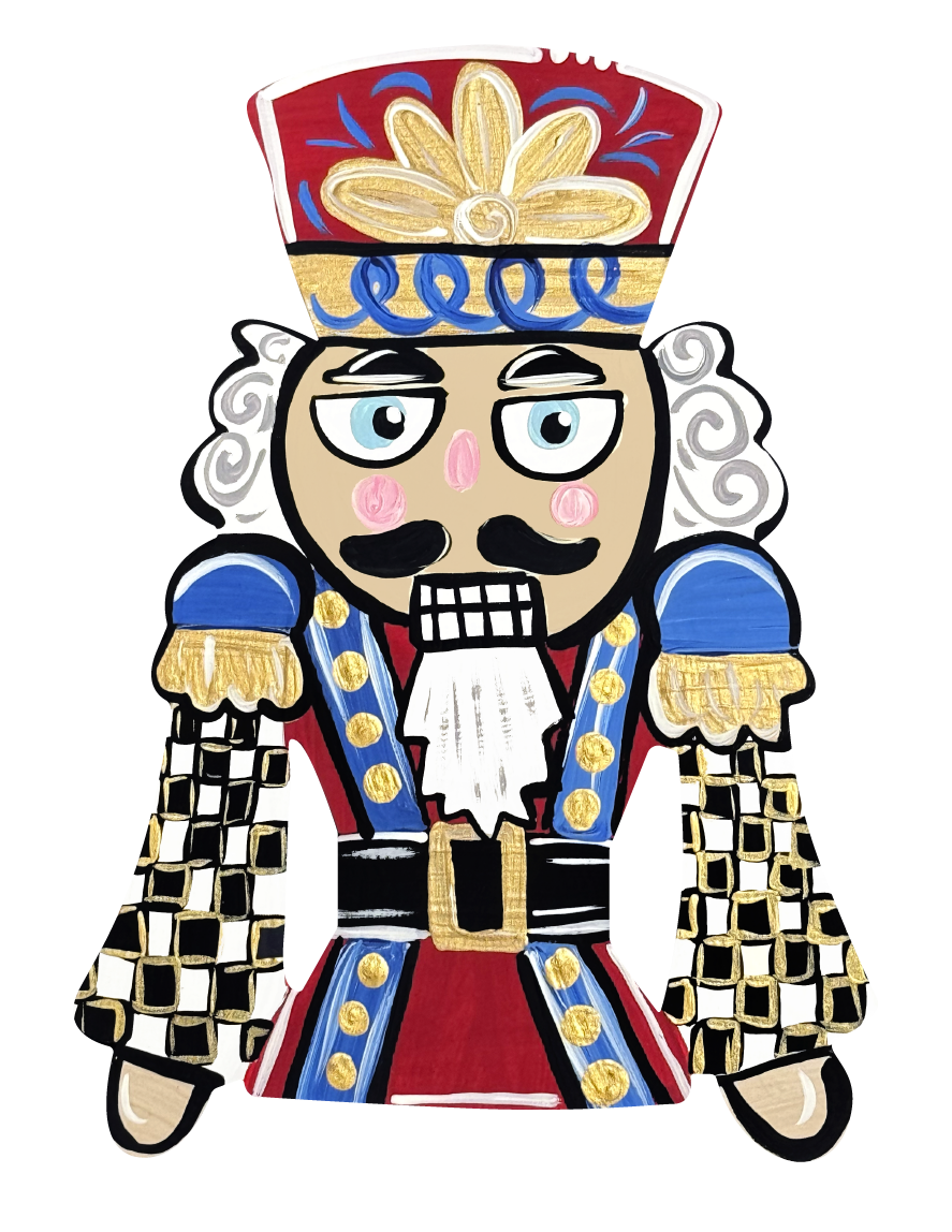 BE BLESSED CREATIONS NUTCRACKER WITH BLACKAND WHITE ARMS