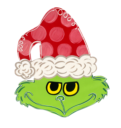 BE BLESSED CREATIONS GREEN GRINCH WITH SANTA HAT
